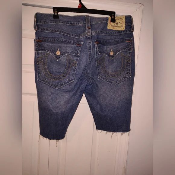 True Religion Distressed Blue Jean Shorts - Picture 9 of 13
